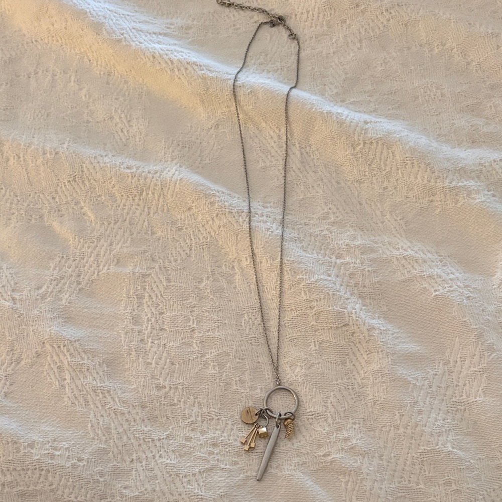 Cabi Layered Key Charm Necklace in Silver and Gold
